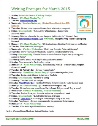 March Writing Prompts - click on image for PDF & print out https://files.acrobat.com/a/preview/d1d705c6-acb0-4e62-be2c-389339e84dfe