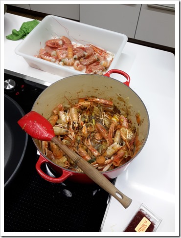 Seafood Paella at bcnKitchen Spanish Cooking Class Barcelona Spain #TBEX