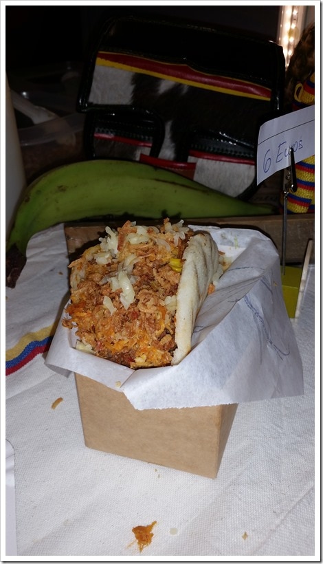 Lloret de Mar, Spain - Food Truck & Caravan Food Festival - Colombian Food Stuffed Arepa Lloret de Mar, Spain - Food Truck & Caravan Food Festival - Colombian Food Stuffed Arepa