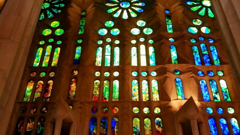 Sun shining through the Stain Glass Windows Sagrada Familia 2015 Barcelona Photo Credit Margarita Ibbott 2