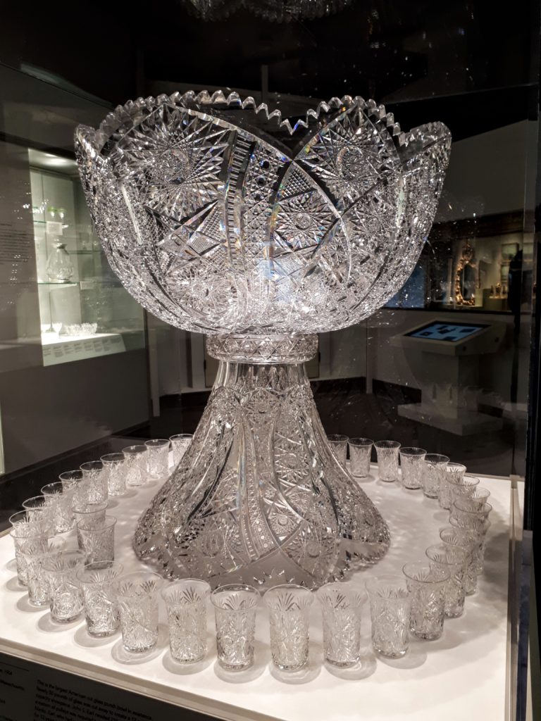 What Amazing things to see and do in the Corning Museum of Glass - 15 Reasons to go! 5 The Tiffany Punch Bowl in the Crystal City Gallery The Corning Museum of Glass @DownshiftingPRO