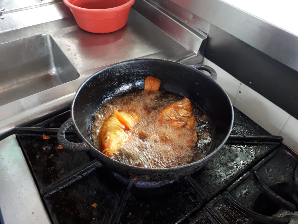 Deep fried fish from one of the street food stalls in La Perseverancia Market in Bogota Colombia @DownshiftingPRO 1