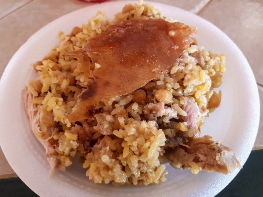 Lechón de Tolima Pork rice and garbanzo beans cooked with pork rind @DownshiftingPRO