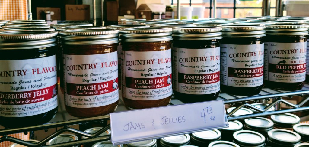 The Good Bread Company Canada stall sells local jams and jellies in Downtown Paris Ontario