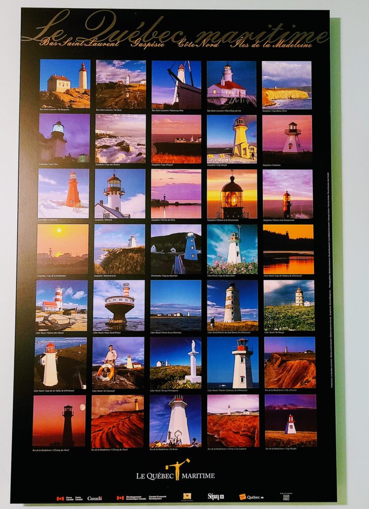 Poster of the Lighthouse Trail in Quebec Maritime that hangs in my office @DownshiftingPRO