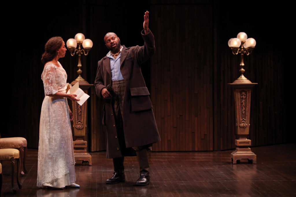 8 Andre Sills as Lavatch with Jessica B. Hill as Helen in Alls Well that Ends Well. Photo by David Hou. DHou 0177