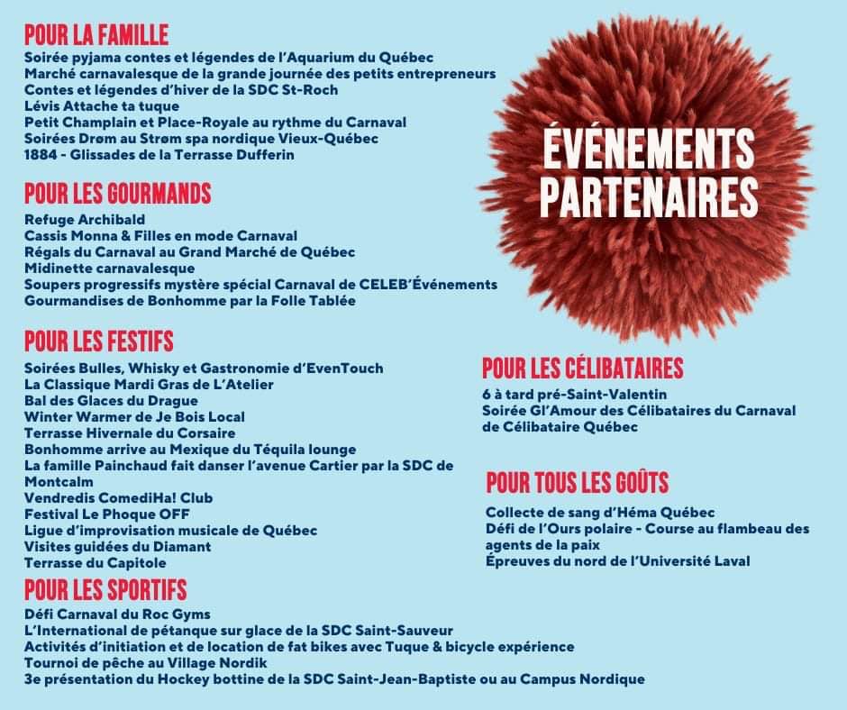 What to do & What's New at the Quebec Winter Carnival 2023 6 Partner events at the Quebec Winter Carival in Quebec City, Quebec, Canada