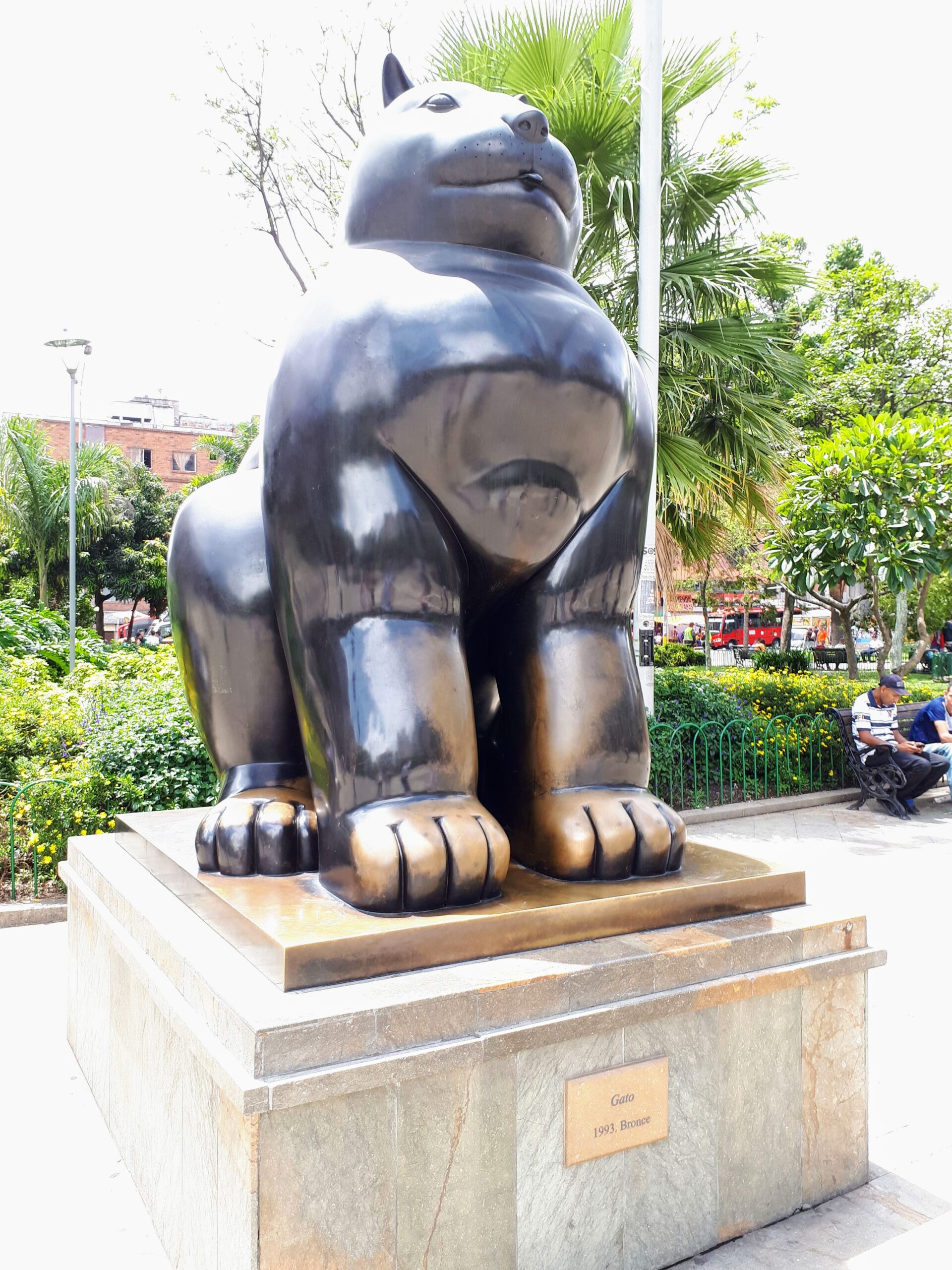 Rotund People and Animals are The focus of the Botero Museum in Colombia - Bogota & Medellin 2 Cat - Gato- 1999 - Botero Plaza in Medellin Colombia