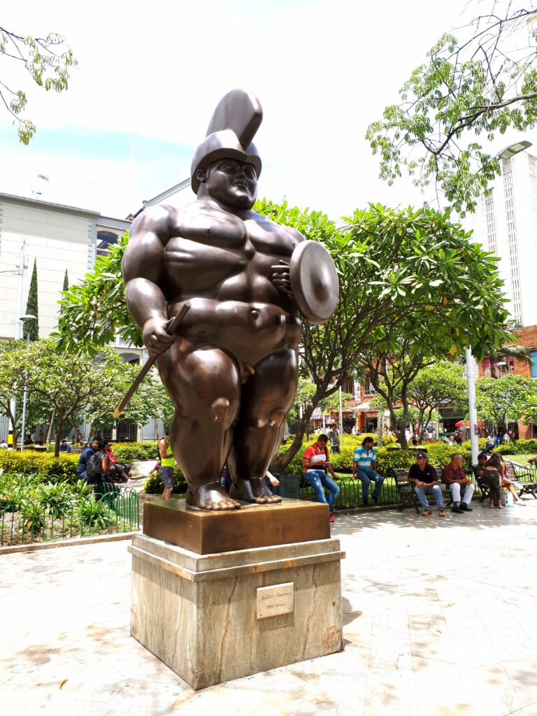 Rotund People and Animals are The focus of the Botero Museum in Colombia - Bogota & Medellin 13 Roman Soldier - 1986 - Botero Plaza in Medellin Colombia - Botero Museum
