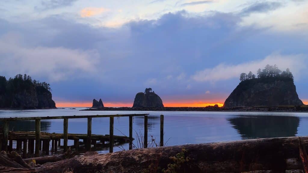 Susent looking at the sea stacks in La Push Washington Olympic Peninsula @DownshiftingPRO