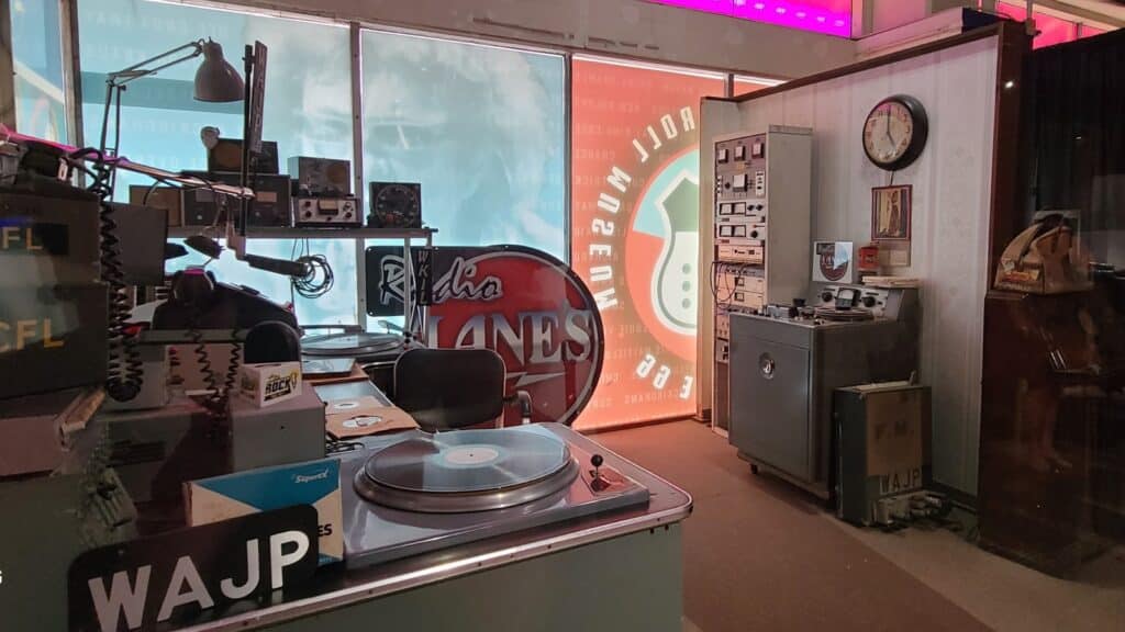 Vibes of the Past: Unleash Your Inner Explorer with the Hottest Museums on Route 66 9 An old style radio booth at the Illinois Rock & Role Museum on Route 66