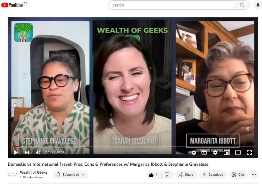 Wealth of Geeks Podcast Screenshot Domestic vs International Travel