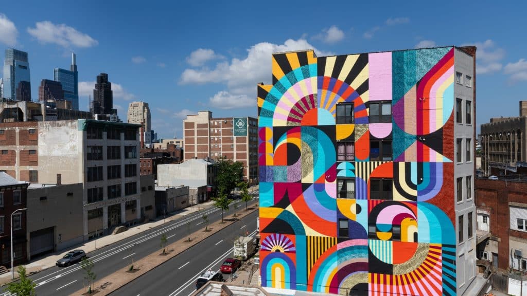 Folding the Prism © 2019 Mural Arts Philadelphia Photo Credit Steve Weinik for PHLCVB