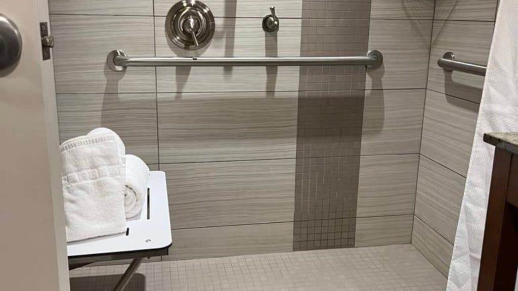 Chautauqua Harbor Hotel - A Large Resort in a Perfect Location 11 Accessible shower stall at the Chautauqua Harbor Hotel