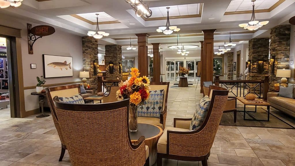 A Perfect 3-Day Itinerary for Exploring Chautauqua Lake, New York 5 Lobby Lounge Chautauqua Harbor Hotel Photo Credit Margarita Ibbott via DownshiftingPRO