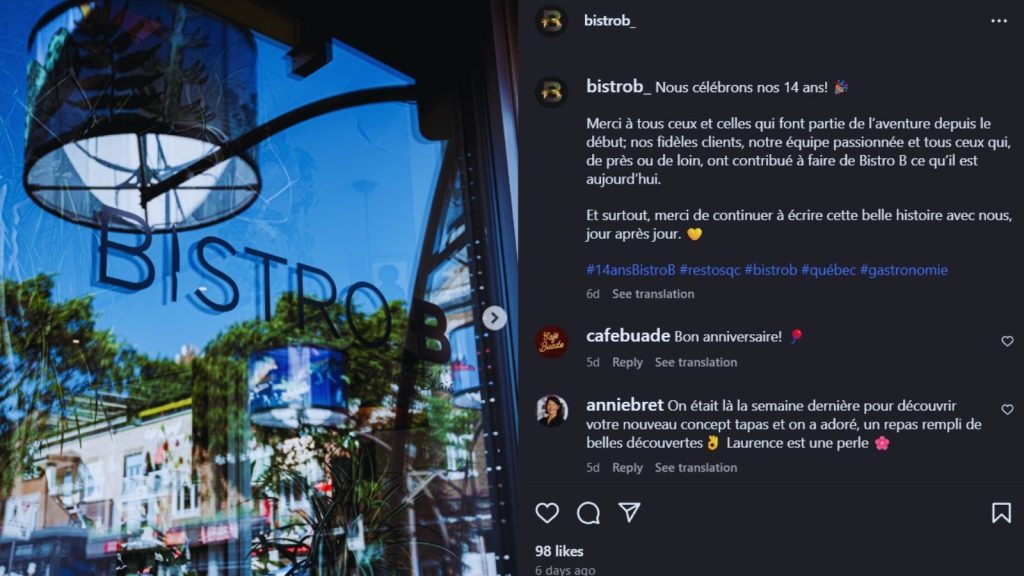 Bistro B Quebec City Photo Credit Battuto on Instagram