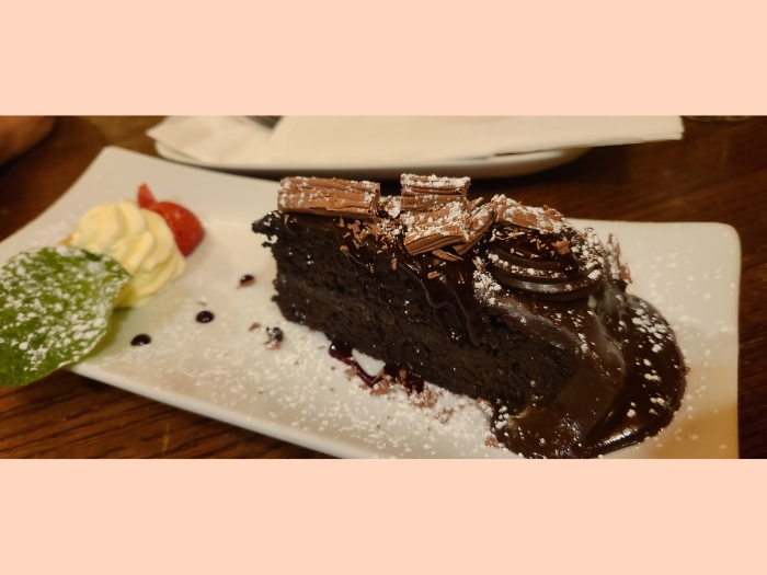 Bring on the Seafood: 15 Great places to Eat in County Donegal 25 Olde Castle Bar Restaurn Dark Chocolate Cake Photo Credit Margarita Ibbott